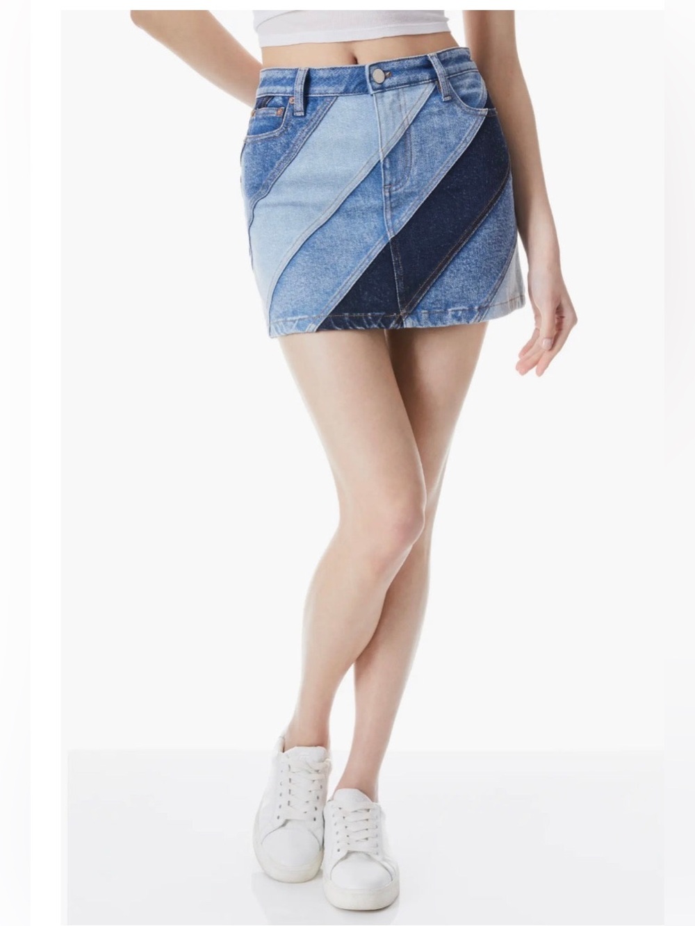 Alice+Olivia Denim Patchwork Mini Skirt Size 25